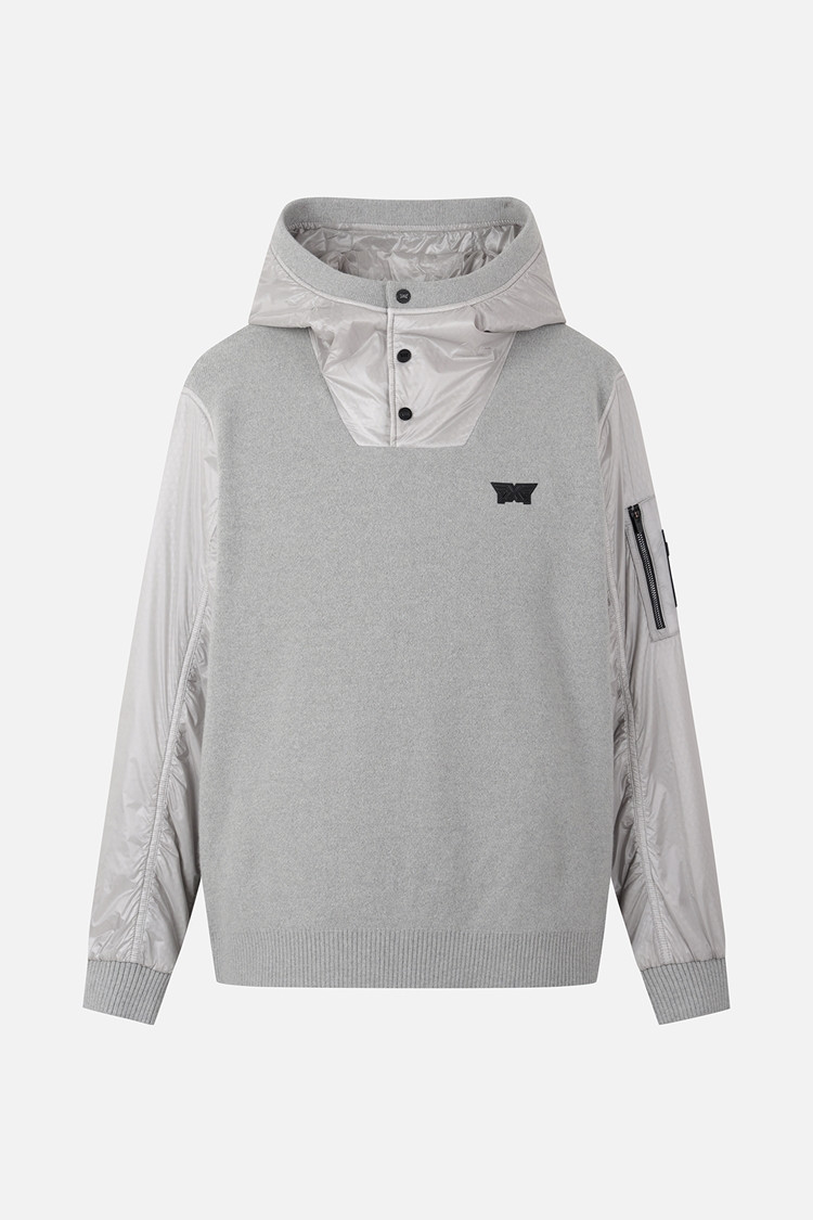 MEN HYBRID HOODED SWEATER PKFPM410911 L/GREY 상품 이미지