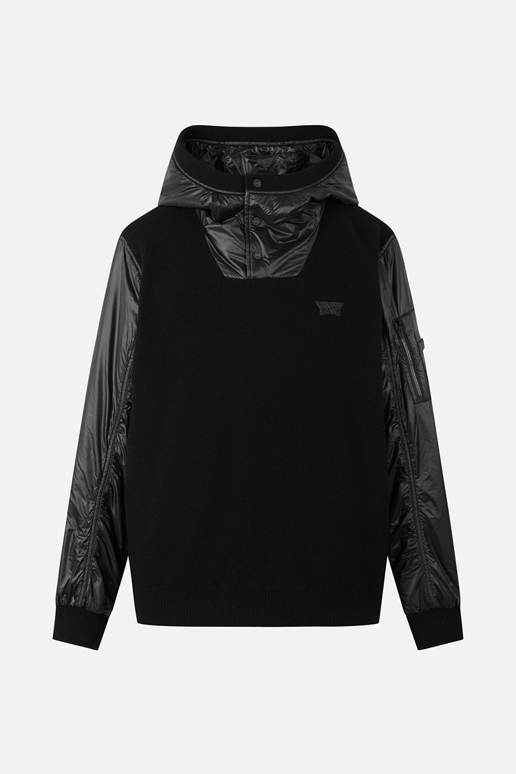 MEN HYBRID HOODED SWEATER PKFPM410921 BLACK 상품 이미지