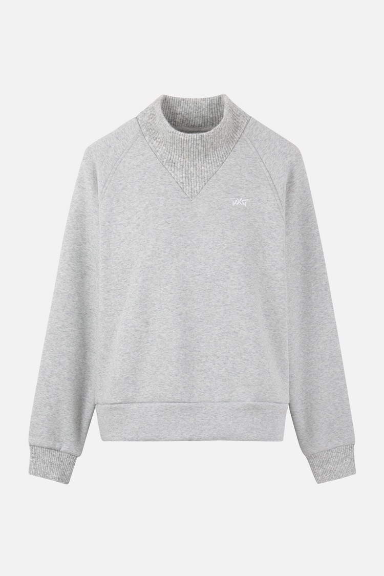 WOMEN KNIT MIX HIGH NECK LONG SLEEVE PKWPW111212 M/GREY 상품 이미지