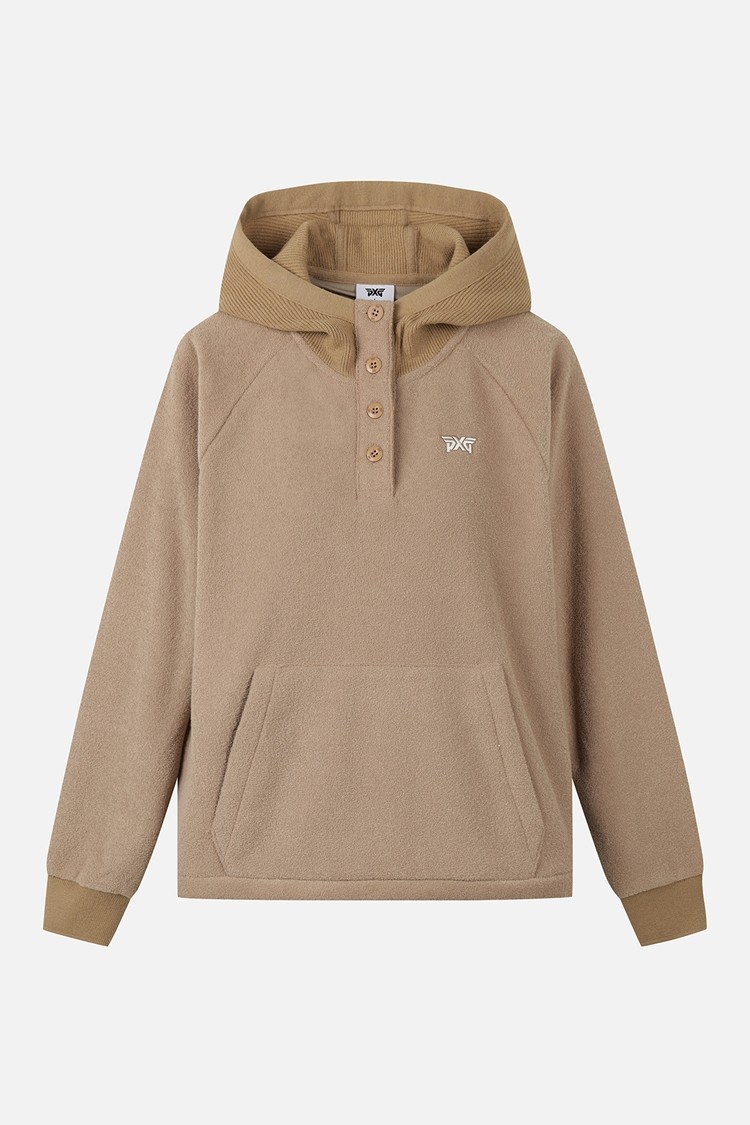 WOMEN KNIT MIX HOOD LONG SLEEVE PKWPW151305 BEIGE 상품 이미지
