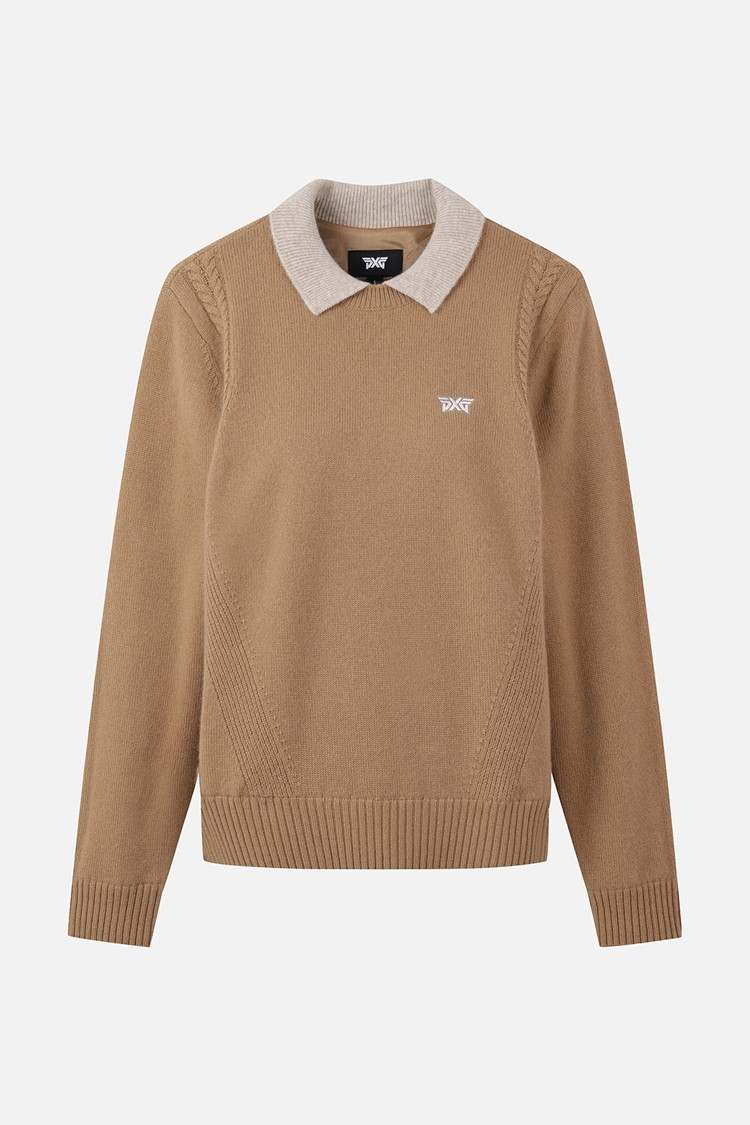 WOMEN CASHMERE WIND BLOCK SWEATER PKWPW411305 BEIGE 상품 이미지
