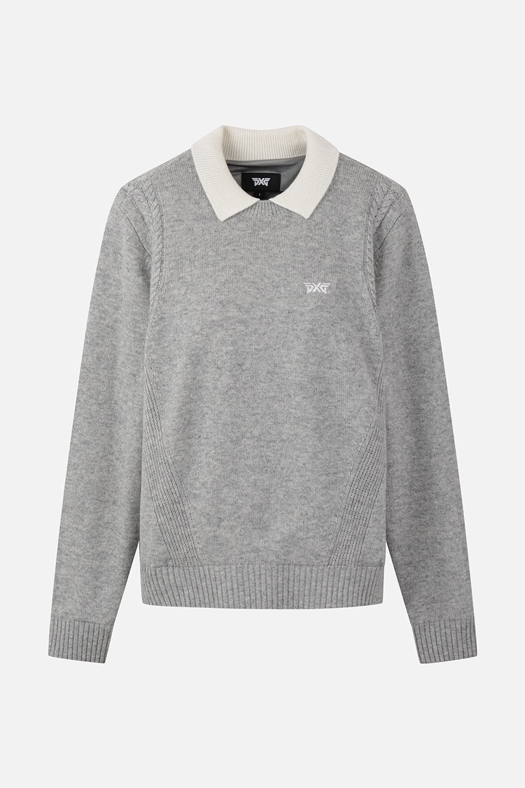 WOMEN CASHMERE WIND BLOCK SWEATER PKWPW411312 M/GREY 상품 이미지