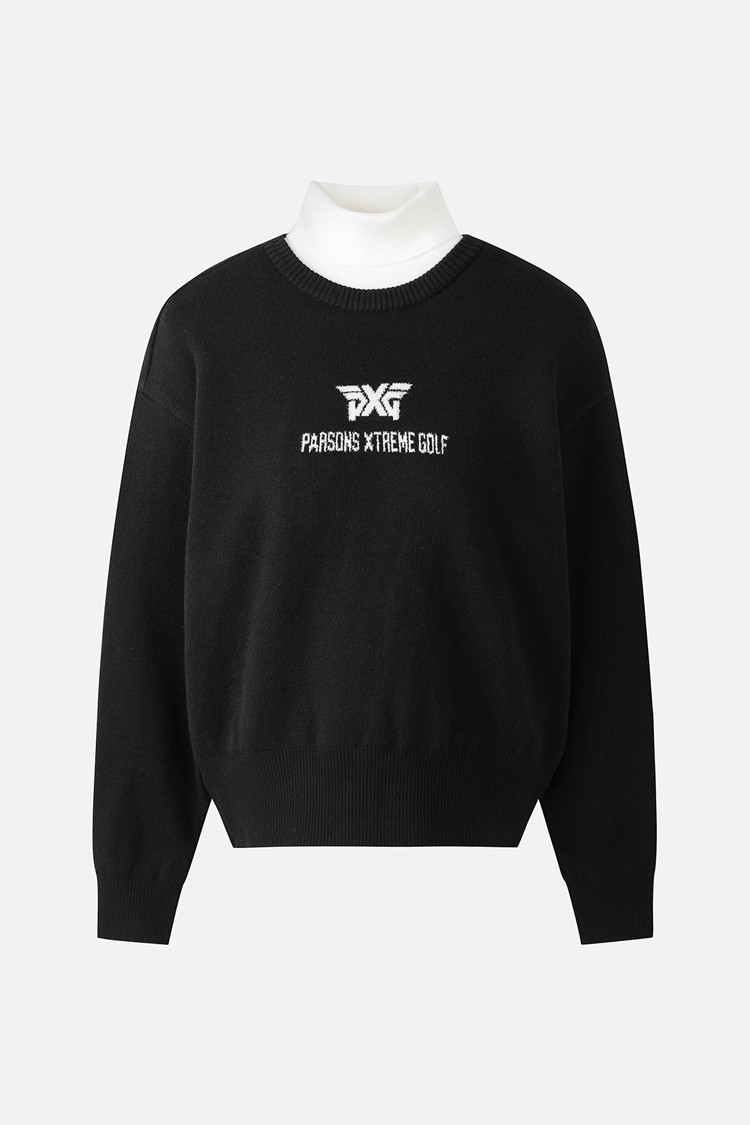 WOMEN WIND BLOCK HIGH-NECK SWEATER PKWPW411521 BLACK 상품 이미지