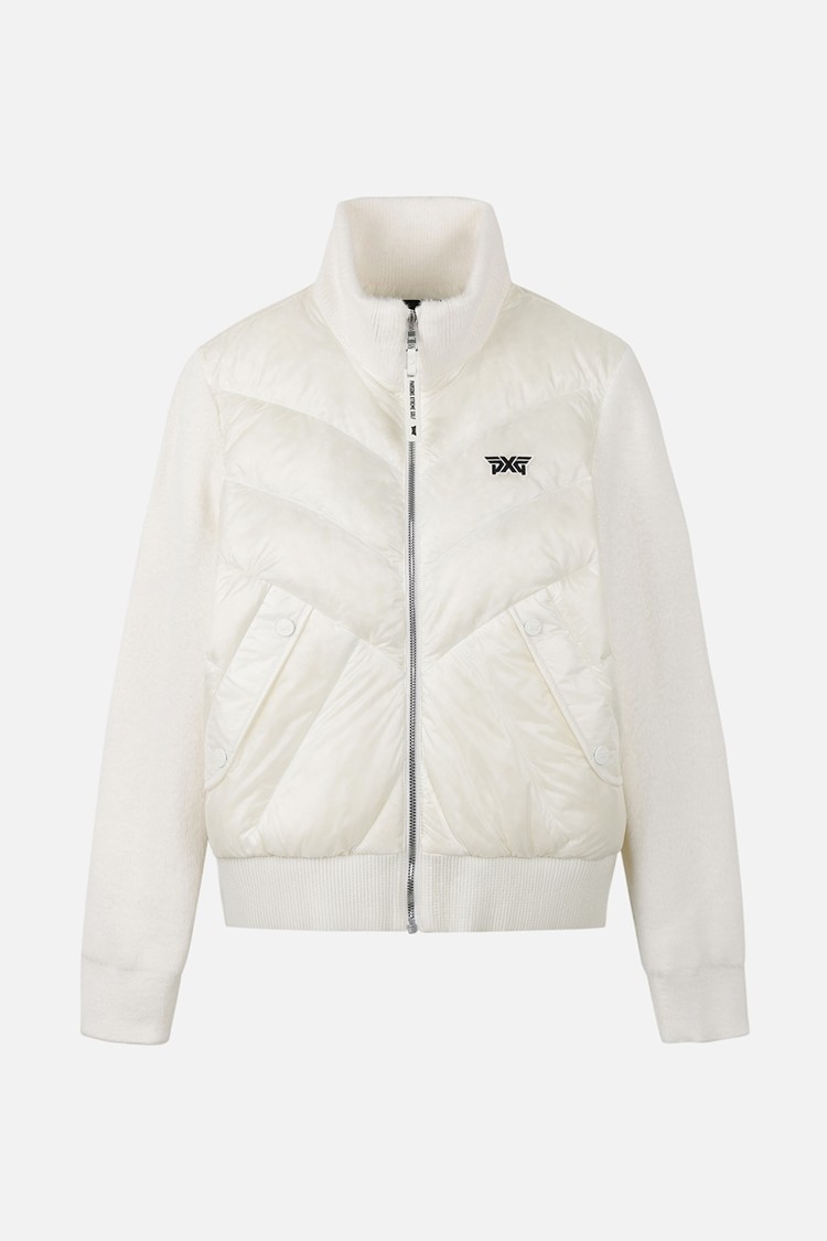 WOMEN KNIT HYBRID DOWN JACKET PKWPW631201 WHITE 상품 이미지