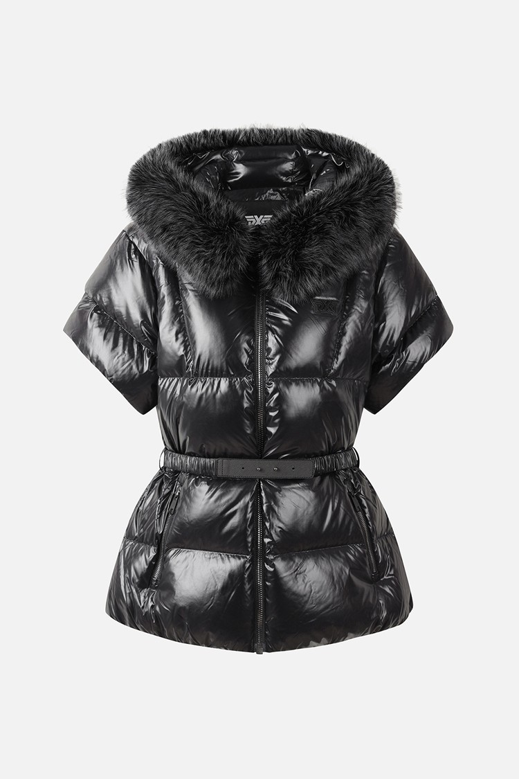WOMEN FUR TRIM SHORT-SLEEVE DOWN JACKET PKWPW631521 BLACK 상품 이미지