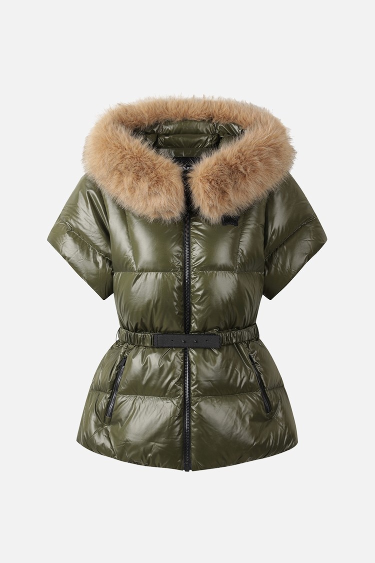 WOMEN FUR TRIM SHORT-SLEEVE DOWN JACKET PKWPW631551 KHAKI 상품 이미지