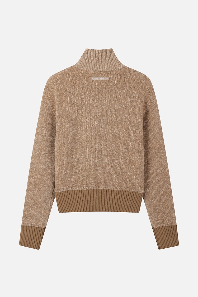 WOMEN HALF-ZIP HIGH-NECK SWEATER PKFPW411205 BEIGE 상품 이미지 1