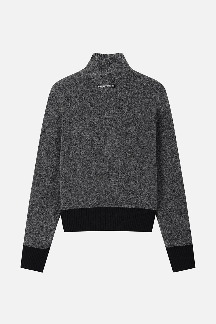 WOMEN HALF-ZIP HIGH-NECK SWEATER PKFPW411221 BLACK 상품 이미지 1