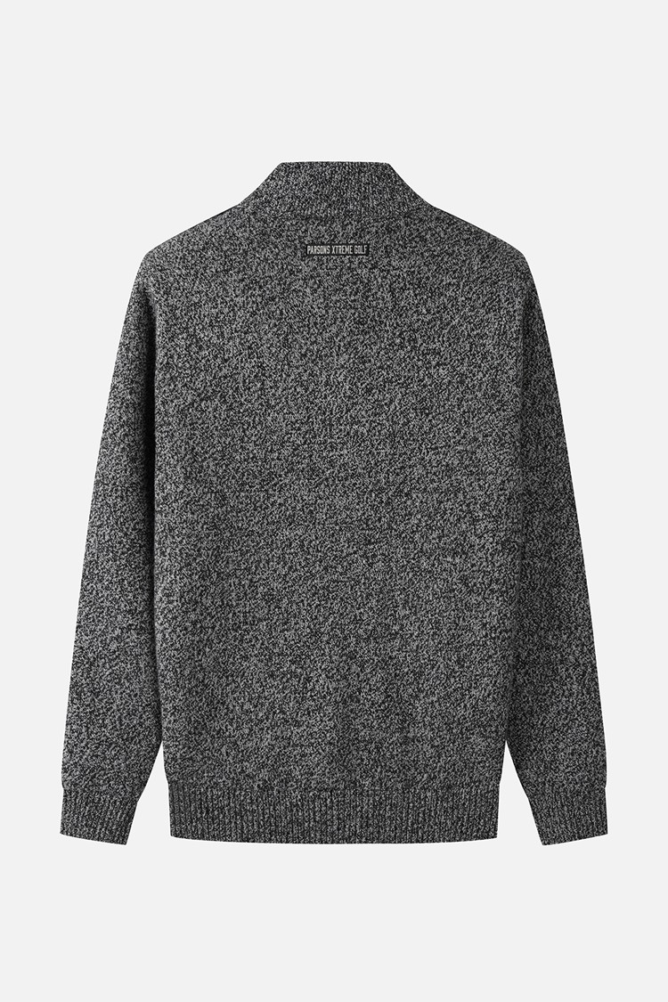 MEN TWO-TONE TEXTURED WINDPROOF HALF-ZIP SWEATER PKWCM411221 BLACK 상품 이미지 1