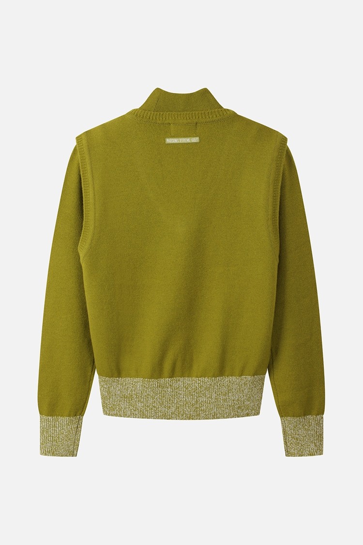 WOMEN DOUBLE-COLLAR SWEATER PKWCW411408 MOSS GREEN 상품 이미지 1