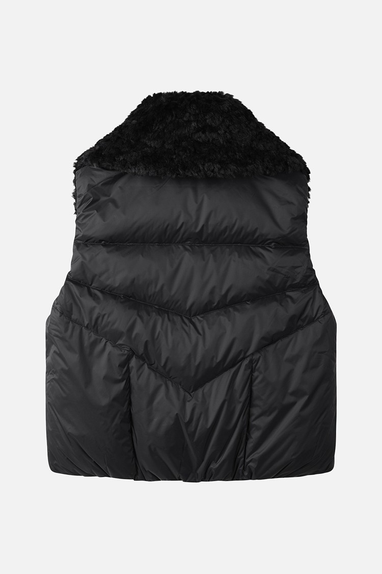 WOMEN BIG COLLAR DOWN VEST PKWCW641321 BLACK 상품 이미지 1