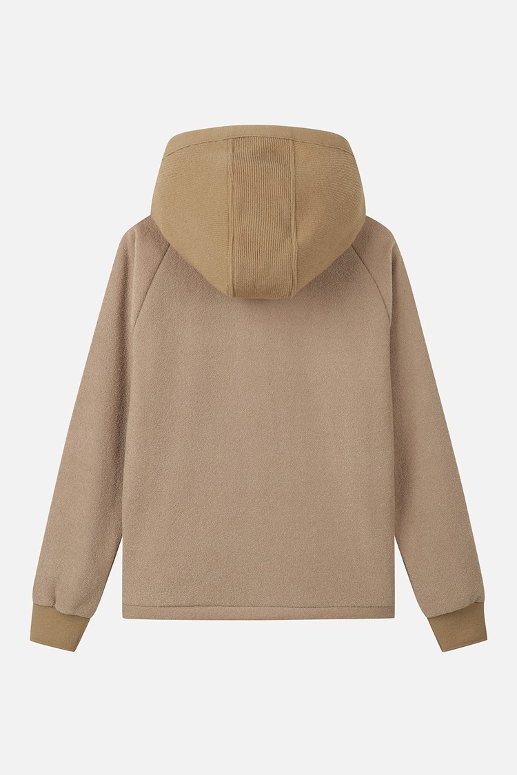 WOMEN KNIT MIX HOOD LONG SLEEVE PKWPW151305 BEIGE 상품 이미지 1