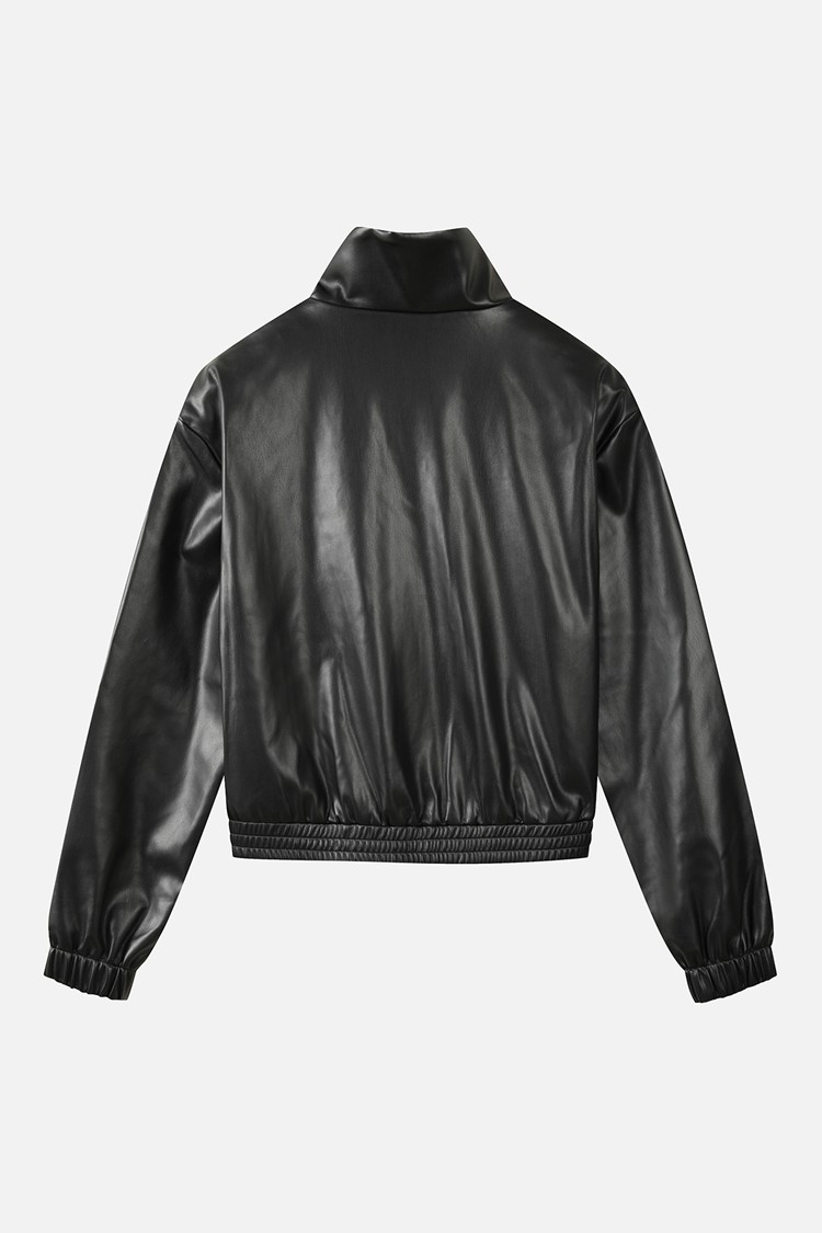 WOMEN LEATHER SET-UP JACKET PKWPW151521 BLACK 상품 이미지 1