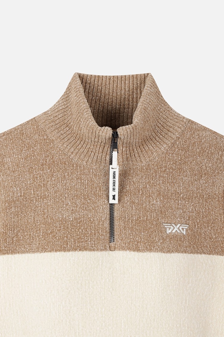 WOMEN HALF-ZIP HIGH-NECK SWEATER PKFPW411205 BEIGE 상품 이미지 1