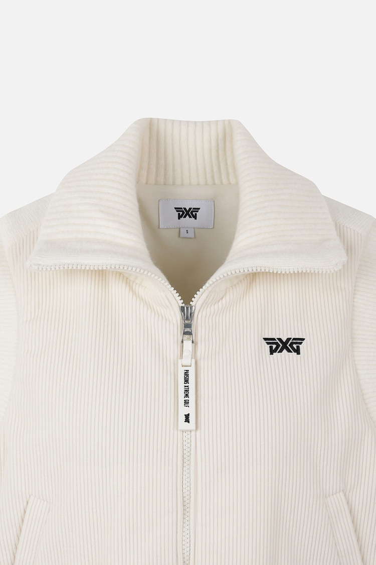 WOMEN WOVEN HYBRID KNIT VEST PKFPW421101 WHITE 상품 이미지2
