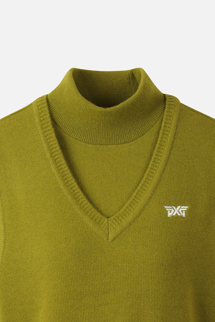 WOMEN DOUBLE-COLLAR SWEATER PKWCW411408 MOSS GREEN 상품 이미지 1