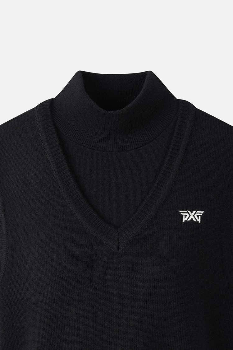 WOMEN DOUBLE-COLLAR SWEATER PKWCW411421 BLACK 상품 이미지 1