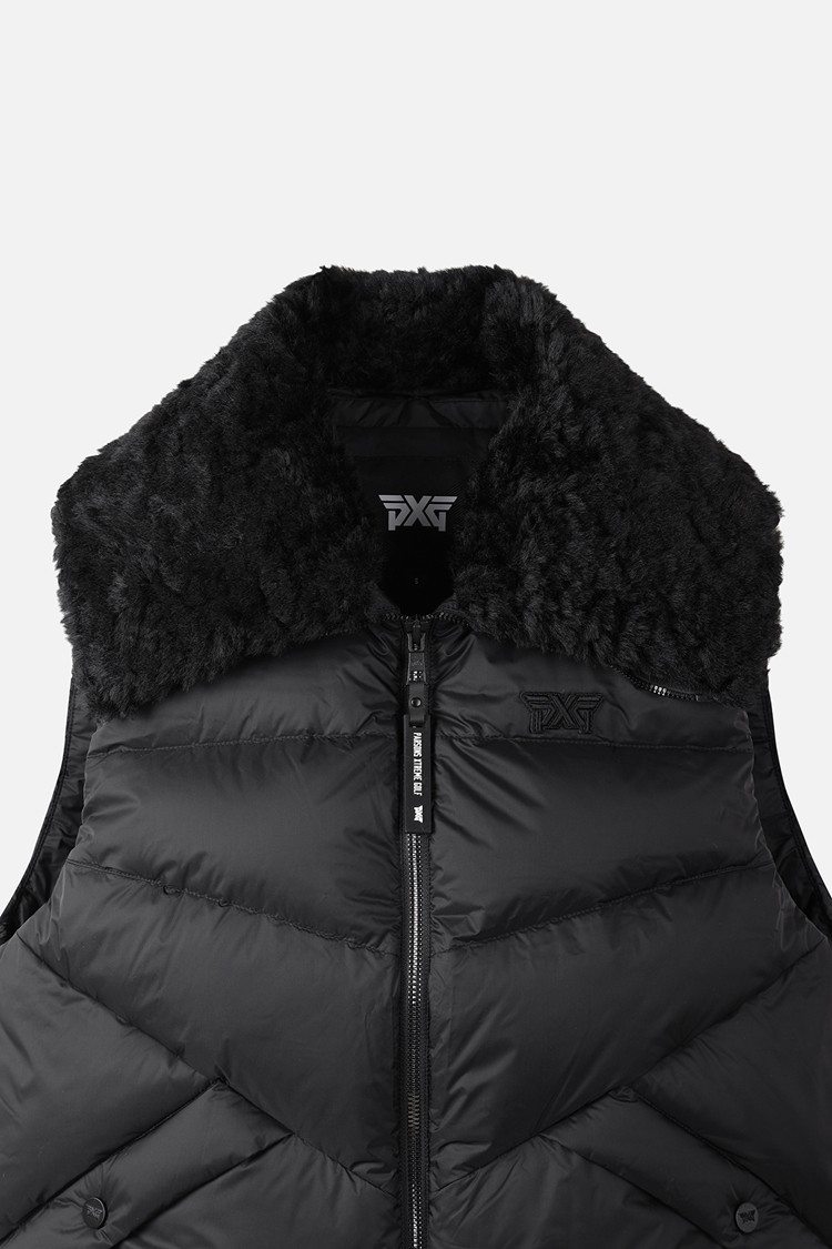 WOMEN BIG COLLAR DOWN VEST PKWCW641321 BLACK 상품 이미지 1