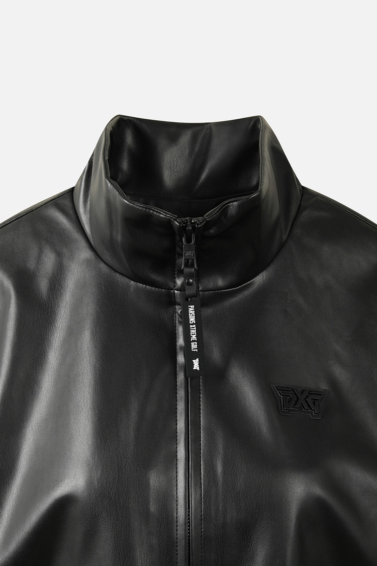 WOMEN LEATHER SET-UP JACKET PKWPW151521 BLACK 상품 이미지 1