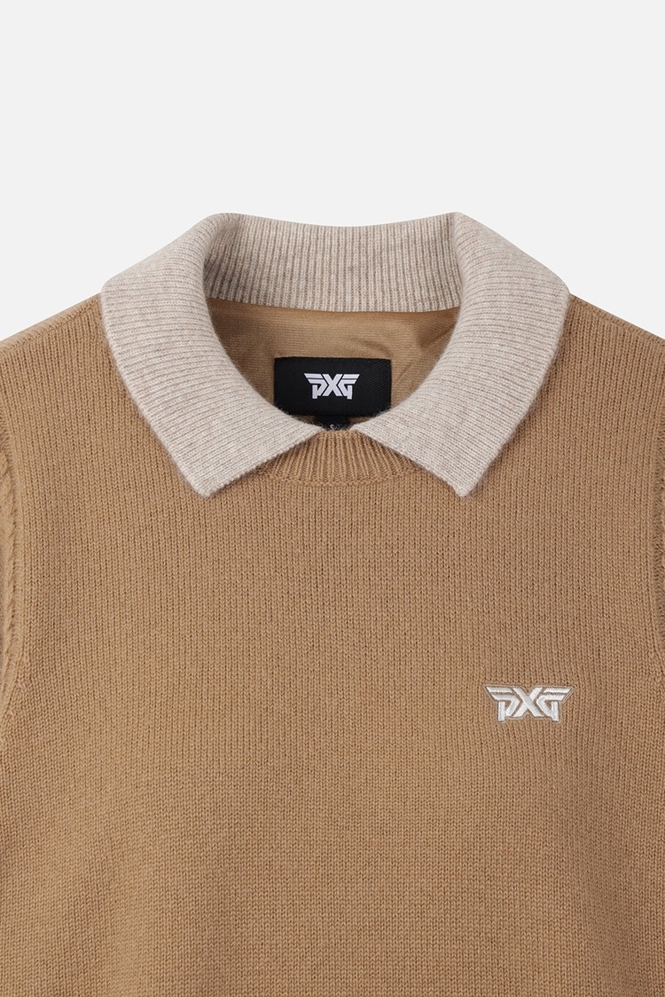 WOMEN CASHMERE WIND BLOCK SWEATER PKWPW411305 BEIGE 상품 이미지 1