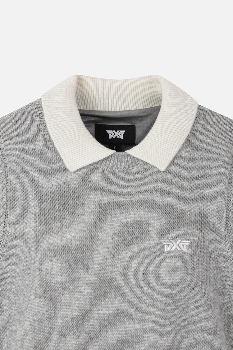 WOMEN CASHMERE WIND BLOCK SWEATER PKWPW411312 M/GREY 상품 이미지 1