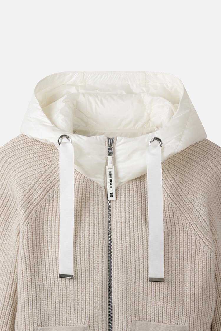 WOMEN SIDE OPEN WOVEN HYBRID DOWN JACKET PKWPW431905 BEIGE 상품 이미지 1