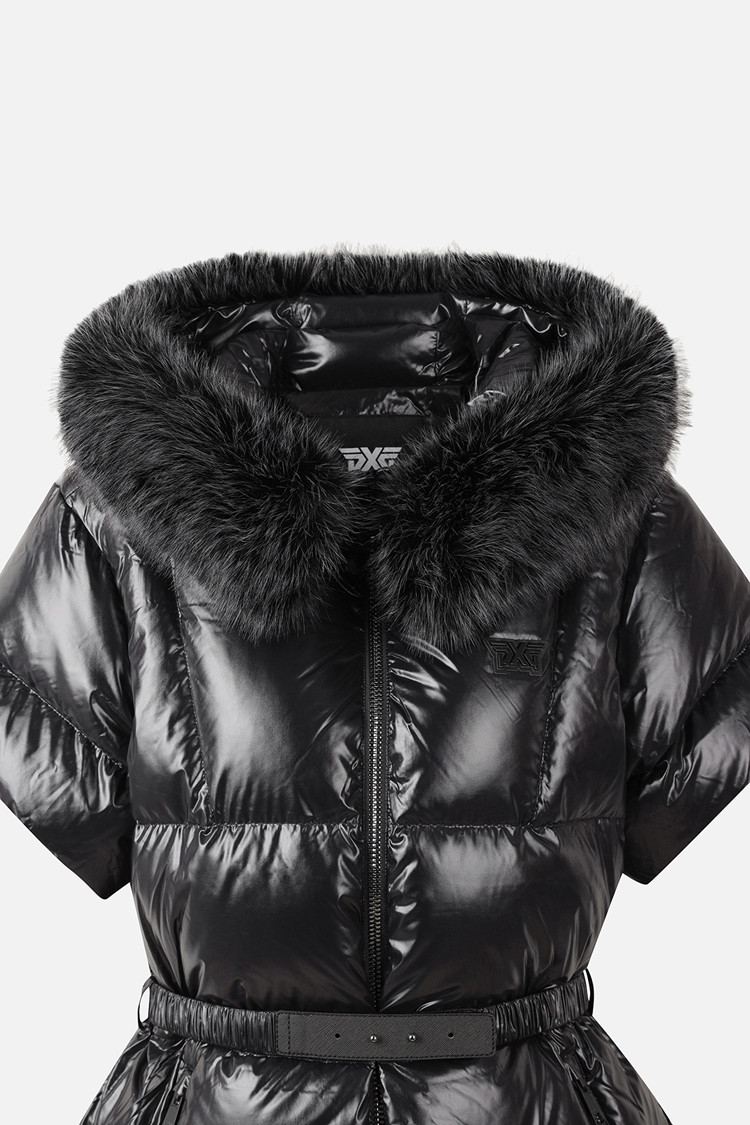 WOMEN FUR TRIM SHORT-SLEEVE DOWN JACKET PKWPW631521 BLACK 상품 이미지 1