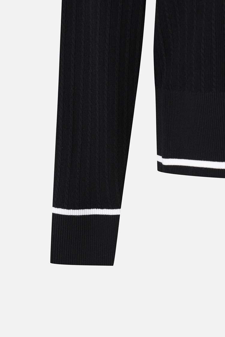 WOMEN OPEN COLLAR SWEATER PKFCW411021 BLACK 상품 이미지3