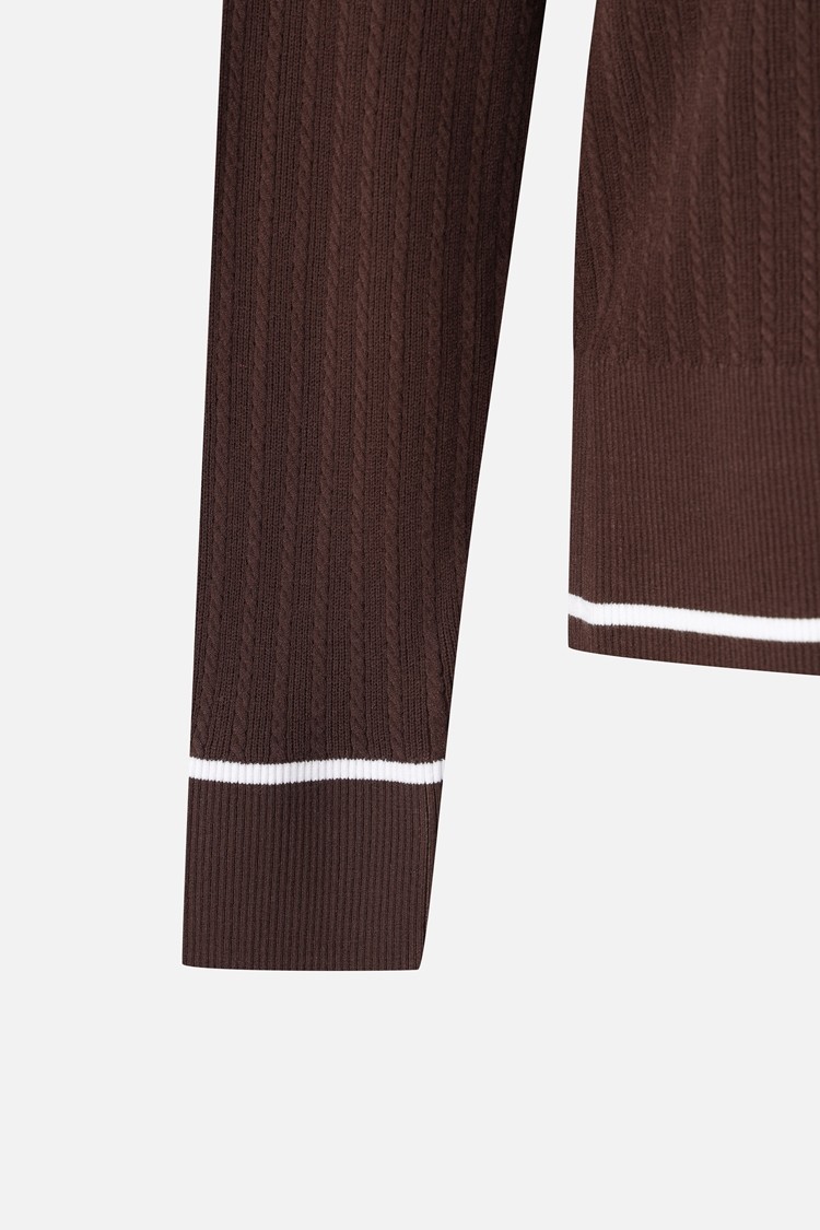 WOMEN OPEN COLLAR SWEATER PKFCW411087 BROWN 상품 이미지3
