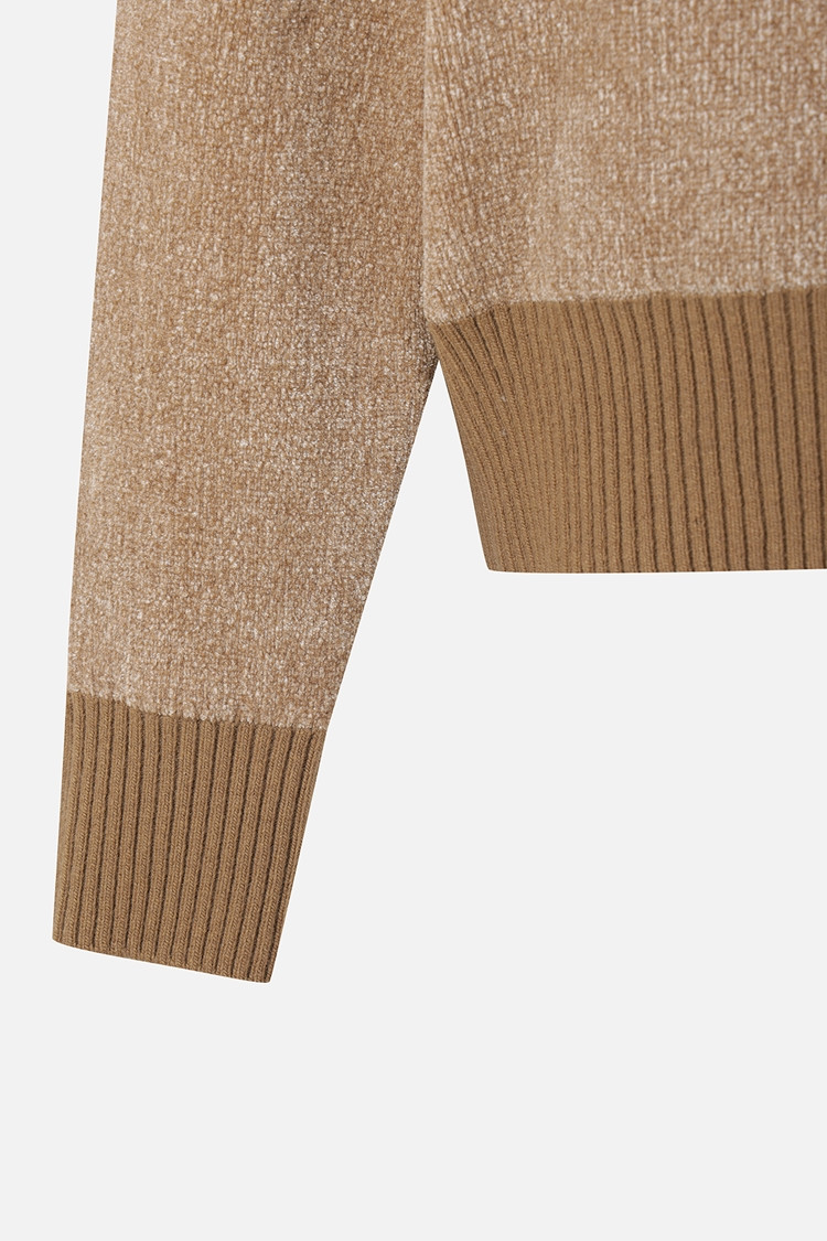 WOMEN HALF-ZIP HIGH-NECK SWEATER PKFPW411205 BEIGE 상품 이미지 1
