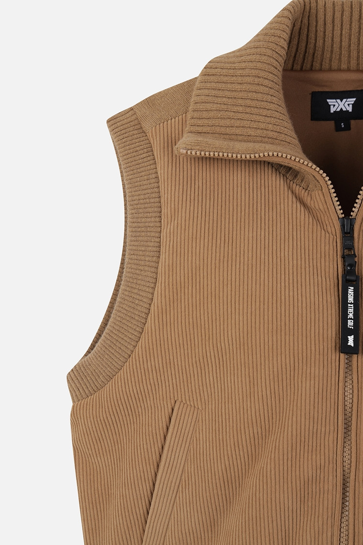 WOMEN WOVEN HYBRID KNIT VEST PKFPW421105 BEIGE 상품 이미지3