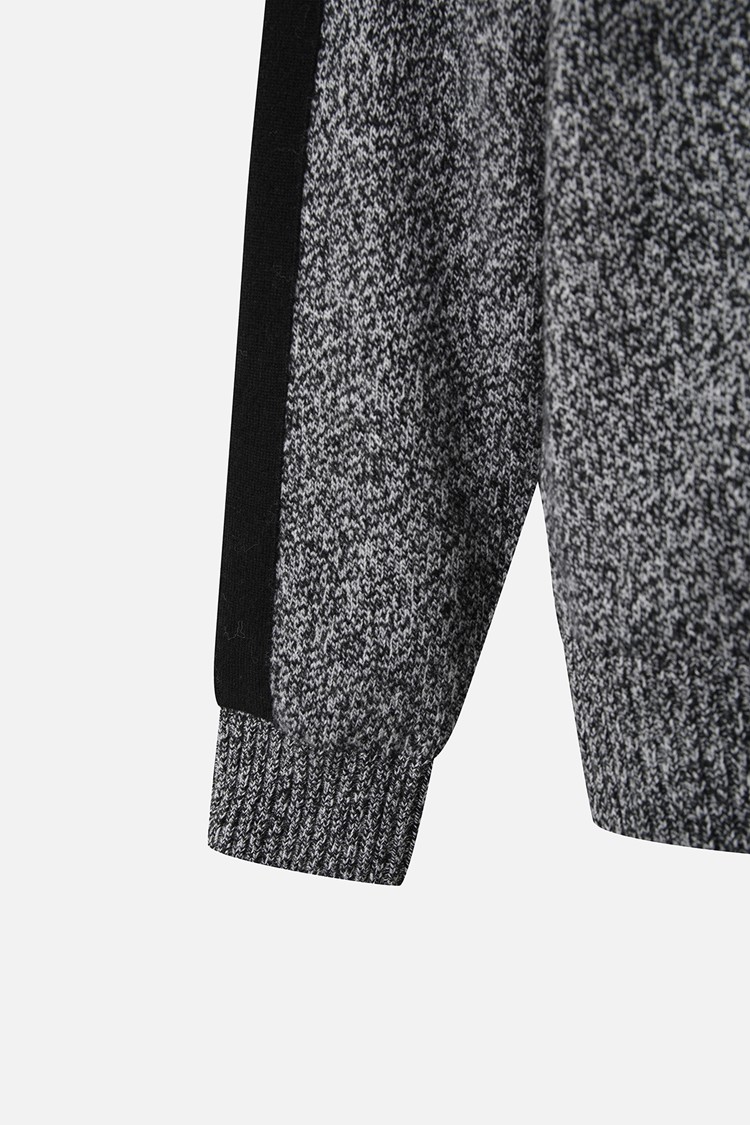 MEN TWO-TONE TEXTURED WINDPROOF HALF-ZIP SWEATER PKWCM411221 BLACK 상품 이미지 1