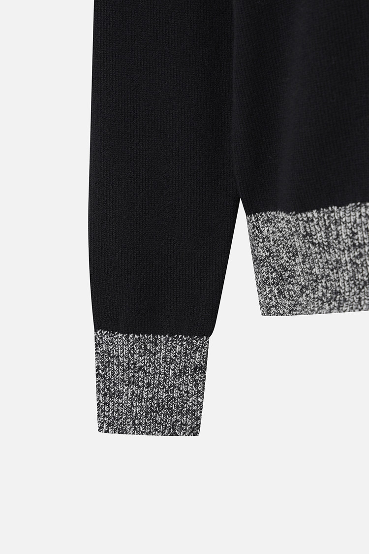 WOMEN DOUBLE-COLLAR SWEATER PKWCW411421 BLACK 상품 이미지 1