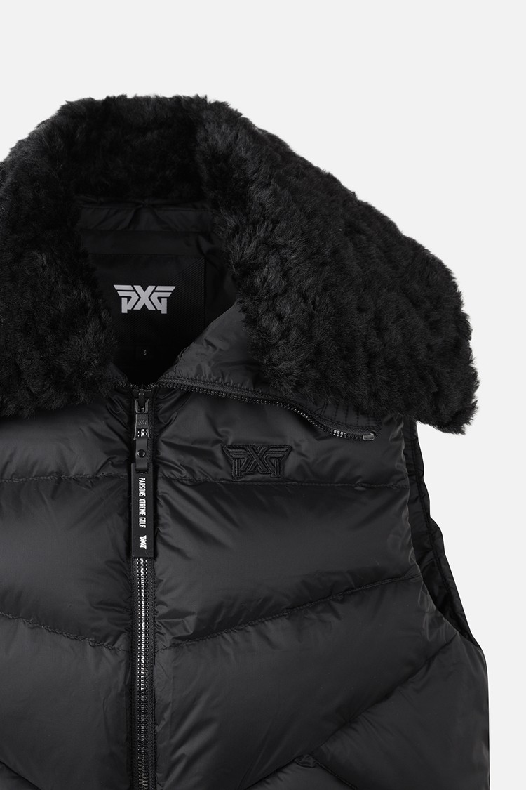 WOMEN BIG COLLAR DOWN VEST PKWCW641321 BLACK 상품 이미지 1