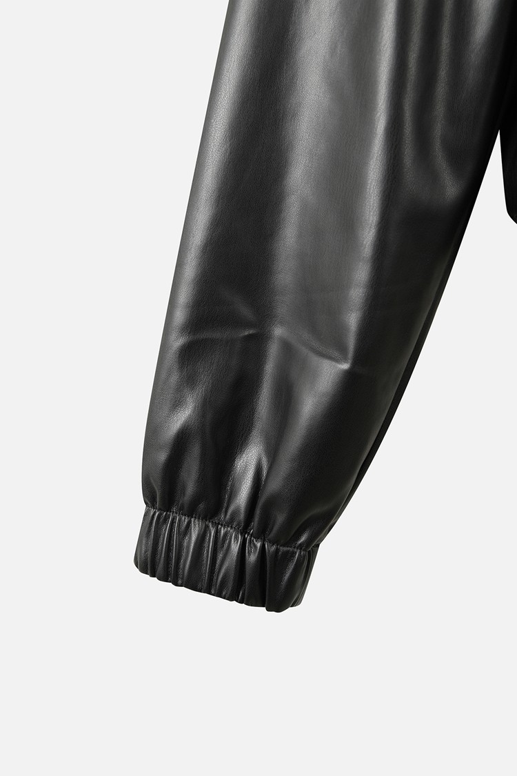 WOMEN LEATHER SET-UP JACKET PKWPW151521 BLACK 상품 이미지 1