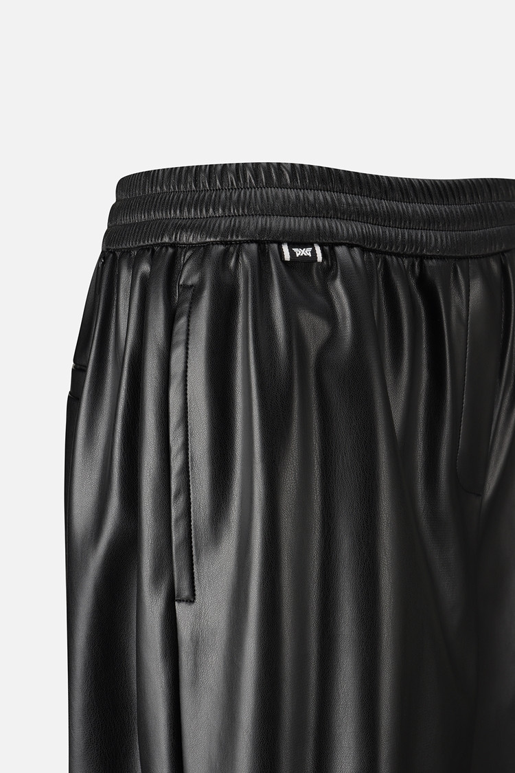 WOMEN LEATHER SET-UP PANTS PKWPW511521 BLACK 상품 이미지 1