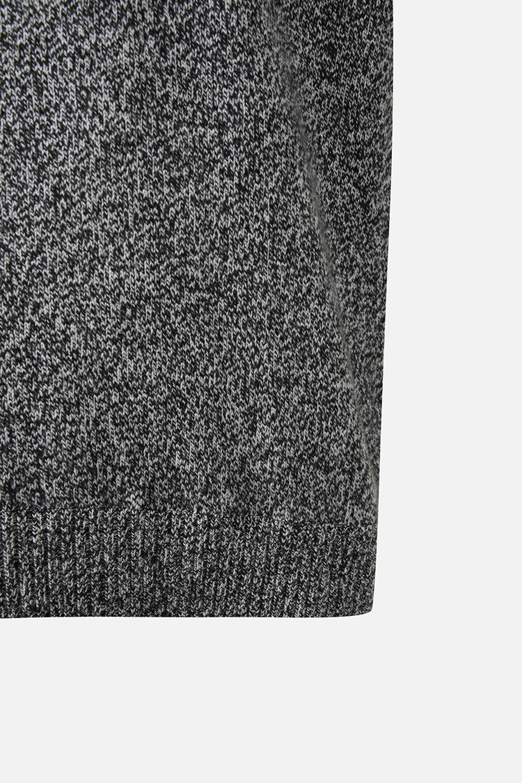 MEN TWO-TONE TEXTURED WINDPROOF HALF-ZIP SWEATER PKWCM411221 BLACK 상품 이미지 1