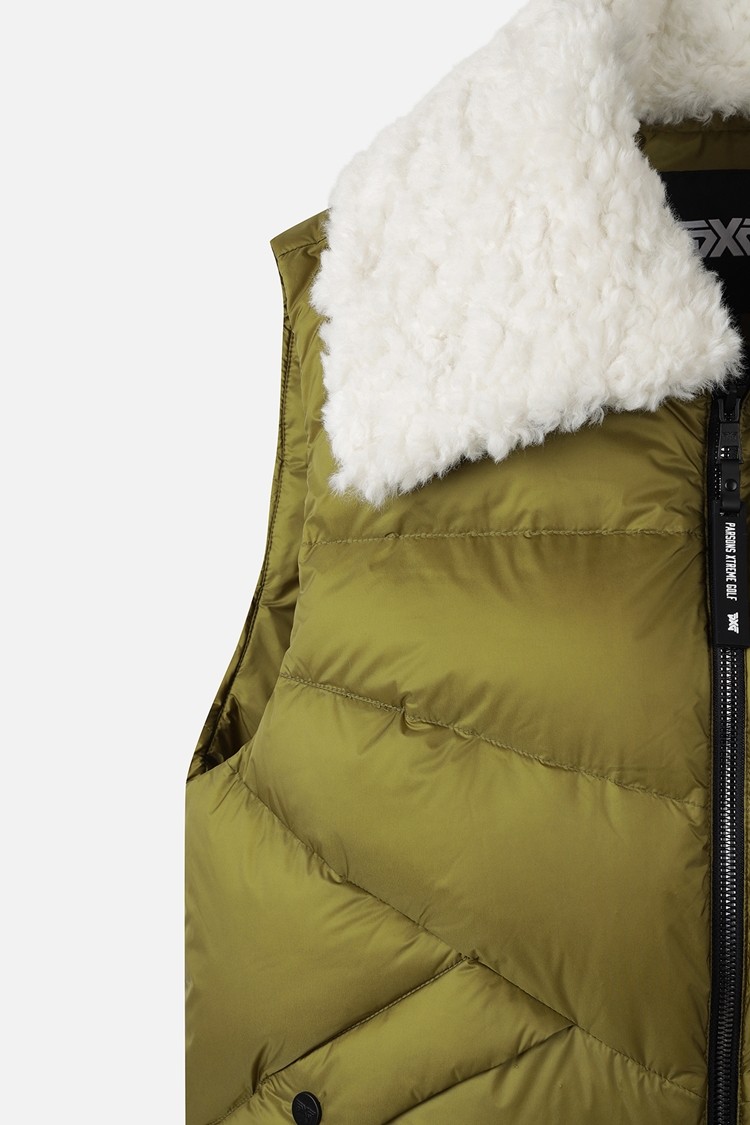WOMEN BIG COLLAR DOWN VEST PKWCW641308 MOSS GREEN 상품 이미지 1