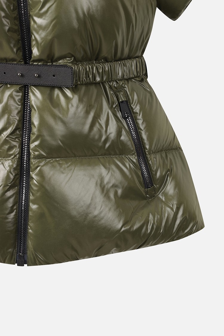 WOMEN FUR TRIM SHORT-SLEEVE DOWN JACKET PKWPW631551 KHAKI 상품 이미지 1