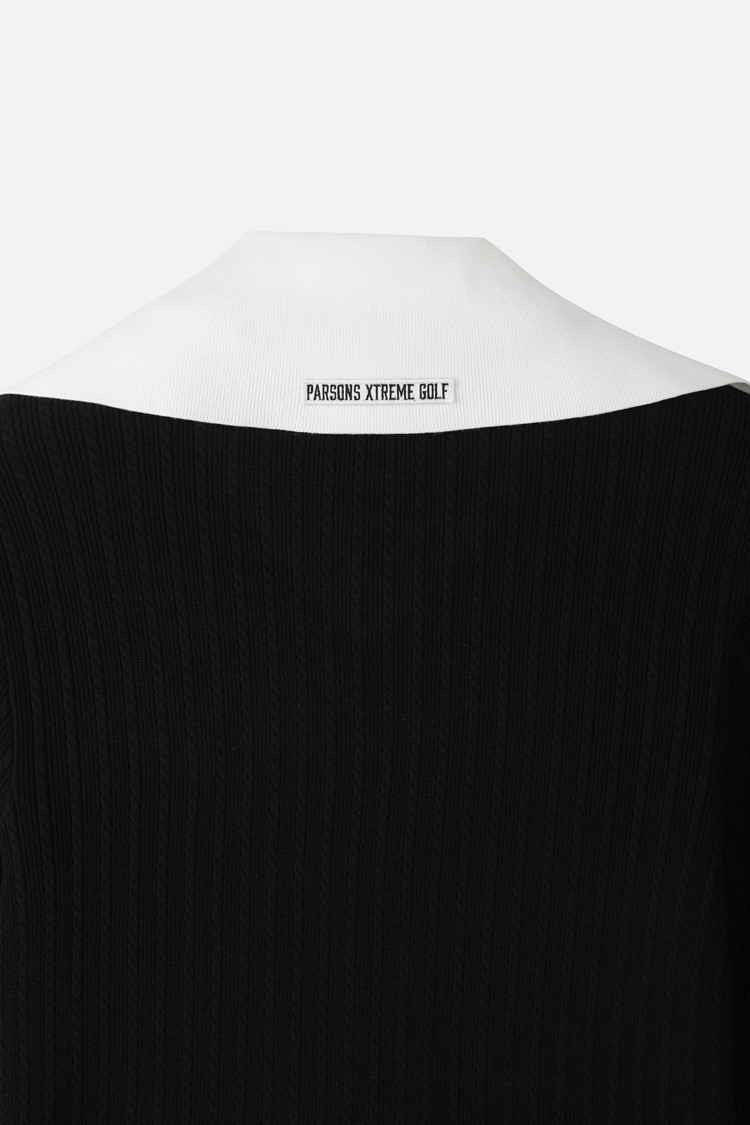WOMEN OPEN COLLAR SWEATER PKFCW411021 BLACK 상품 이미지5