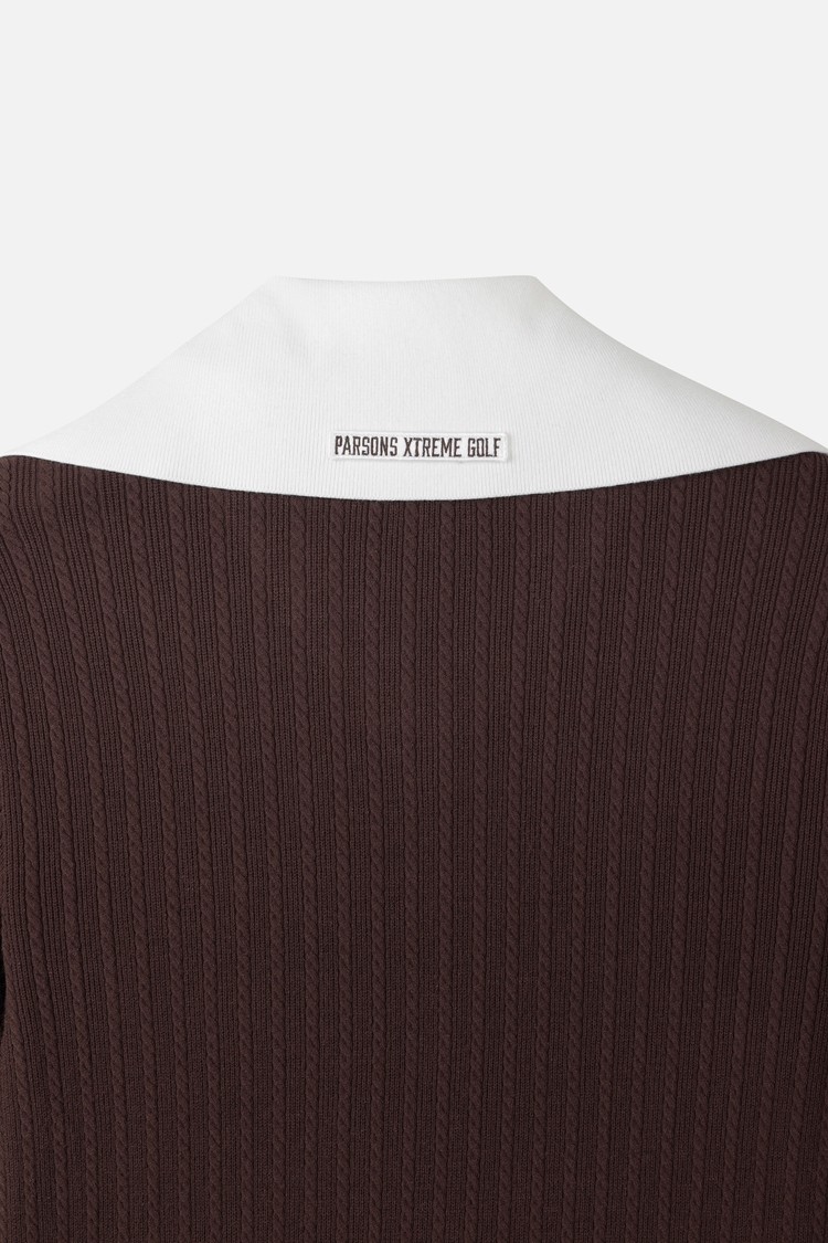 WOMEN OPEN COLLAR SWEATER PKFCW411087 BROWN 상품 이미지5