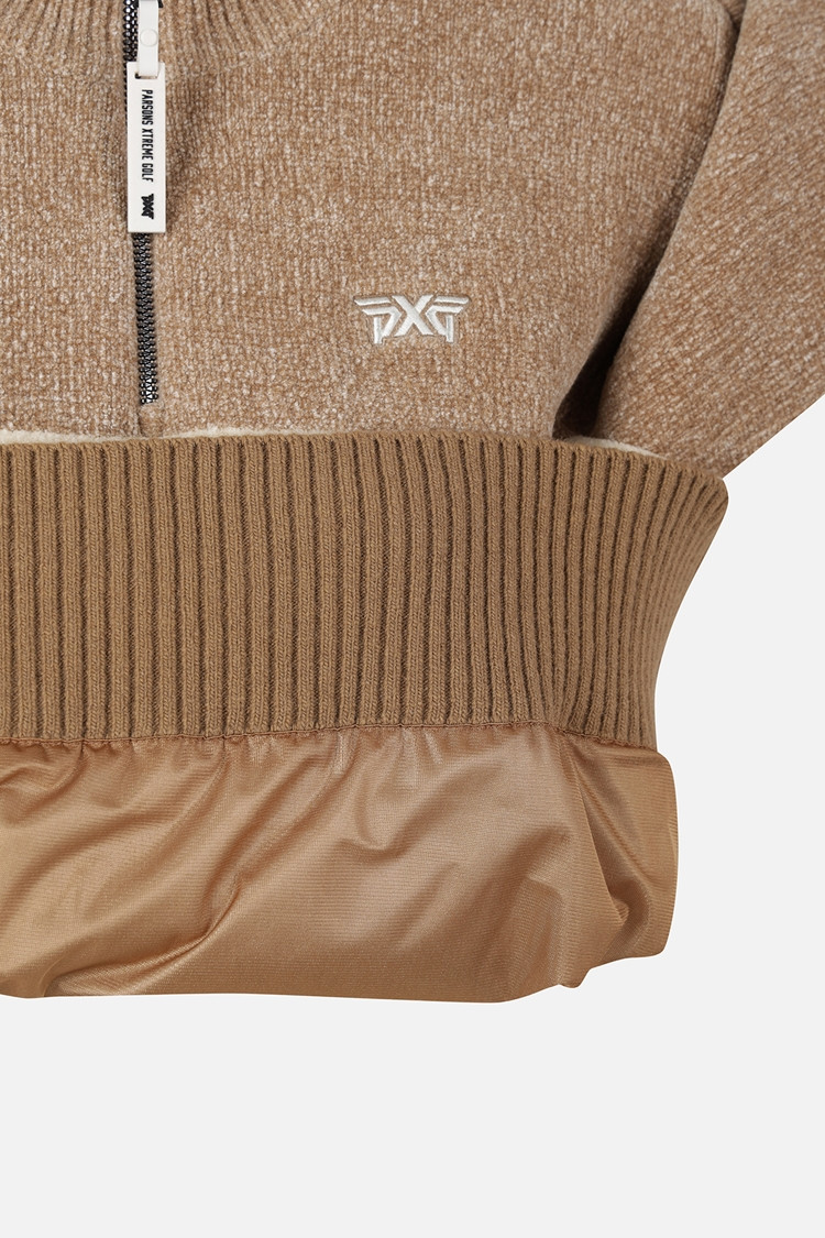 WOMEN HALF-ZIP HIGH-NECK SWEATER PKFPW411205 BEIGE 상품 이미지 1