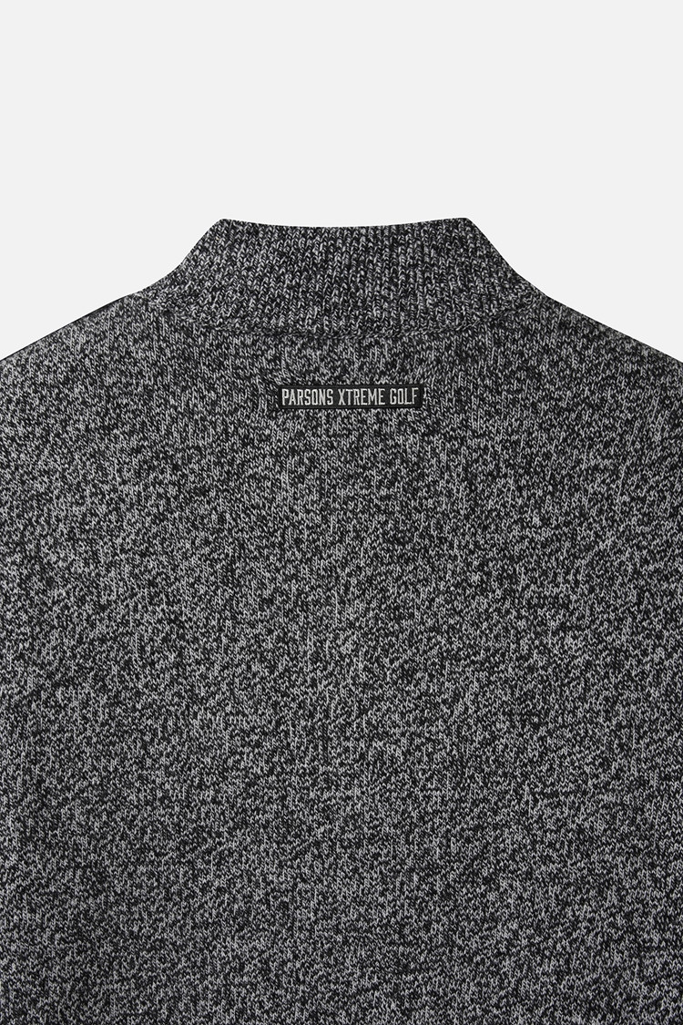 MEN TWO-TONE TEXTURED WINDPROOF HALF-ZIP SWEATER PKWCM411221 BLACK 상품 이미지 1