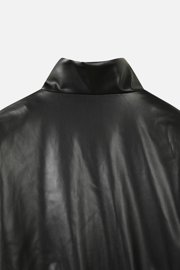 WOMEN LEATHER SET-UP JACKET PKWPW151521 BLACK 상품 이미지 1