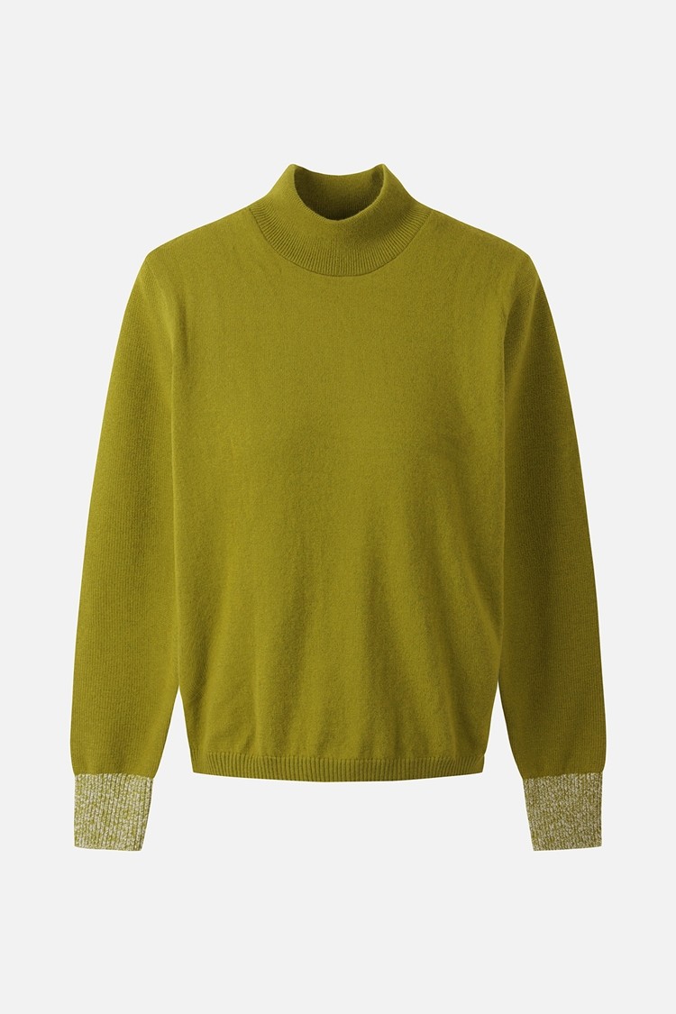 WOMEN DOUBLE-COLLAR SWEATER PKWCW411408 MOSS GREEN 상품 이미지 1