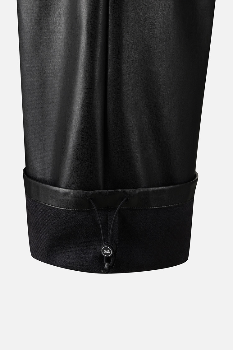 WOMEN LEATHER SET-UP PANTS PKWPW511521 BLACK 상품 이미지 1