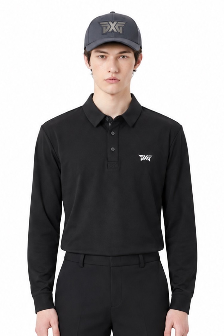 MEN ESSENTITAL BRUSHED COLLAR LONG SLEEVE PKFCM211121 BLACK 상품 이미지 1