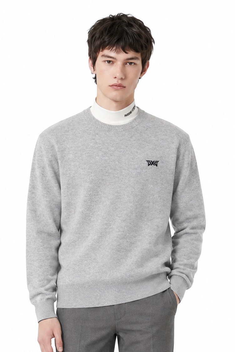 MEN CASHMERE ROUND NECK SWEATER PKFCM410711 L/GREY 상품 이미지 1
