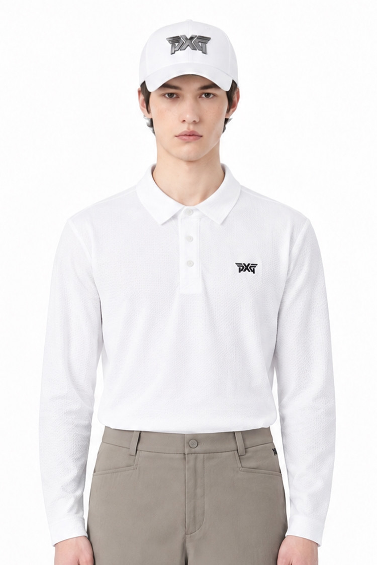 MEN TEXTURED COLLAR LONG SLEEVE PKFPM210501 WHITE 상품 이미지 1