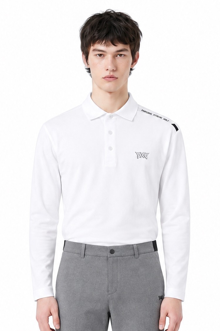MEN ESSENTIAL COLLAR LONG SLEEVE PKFPM210601 WHITE 상품 이미지 1